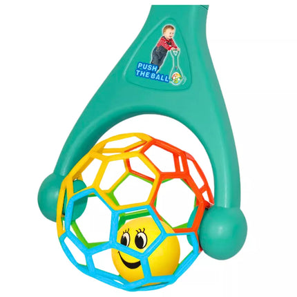 Stumdukas su elastingu kamuoliuku barškančiu turkio spalvos kamuoliuku