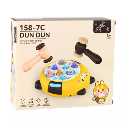 „Whack-A-Mole“ įgūdžių žaidimas, du plaktukai, kačiukas, geltonas, rudas