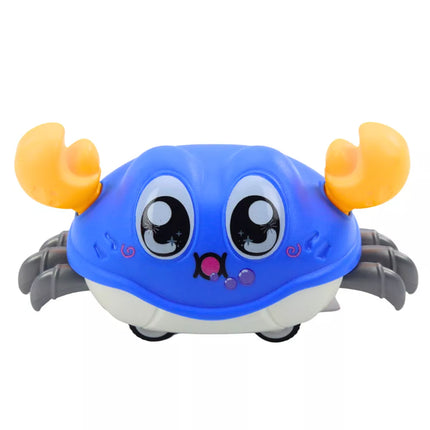 Interaktyvus krabas su spyruokliniu varikliu, važinėjantis spalvingai