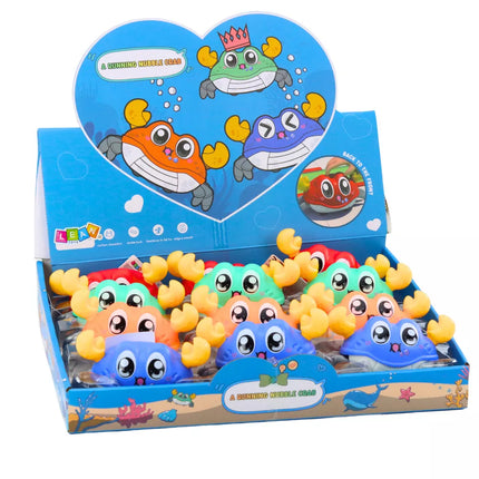 Interaktyvus krabas su spyruokliniu varikliu, važinėjantis spalvingai