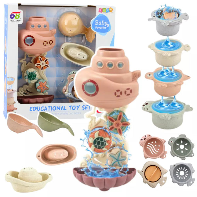 Žaislai voniai Povandeninis laivas Puodeliai su siurbtukais 9 vnt.