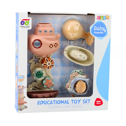 Žaislai voniai Povandeninis laivas Puodeliai su siurbtukais 9 vnt.