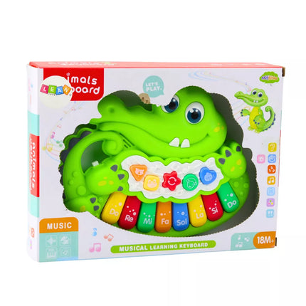 Interaktyvus kūdikio pianinas su švieselėmis, garsais ir gyvūnų triukšmais, žalias