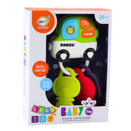 Interaktyvus žaislinis automobilis, kramtukas, raktai, skirti mažyliams, šviesos, garsai
