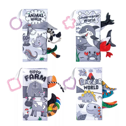 Minkštų edukacinių sensorinių knygelių rinkinys kūdikiams, 4 vnt.