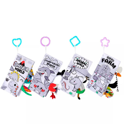 Minkštų edukacinių sensorinių knygelių rinkinys kūdikiams, 4 vnt.