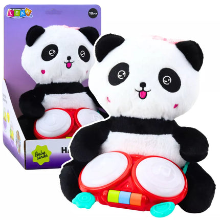 Pliušinė Panda su būgnais, talismanas, minkštas žaislas su šviesomis ir garsais