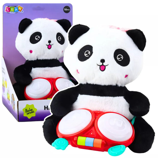 Pliušinė Panda su būgnais, talismanas, minkštas žaislas su šviesomis ir garsais
