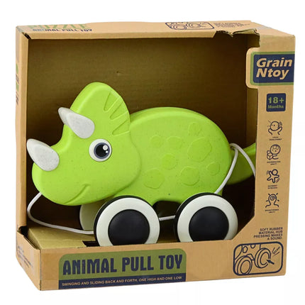 Dinozauras traukiamas žaislas su girgždesiu, ekologiškas