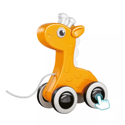 Žirafa traukiama žaislinė girgždanti ekologiška geltona