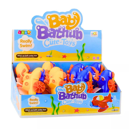 Prisukamas vonios žaislas povandeninis laivas geltonos ir mėlynos spalvų mišinys