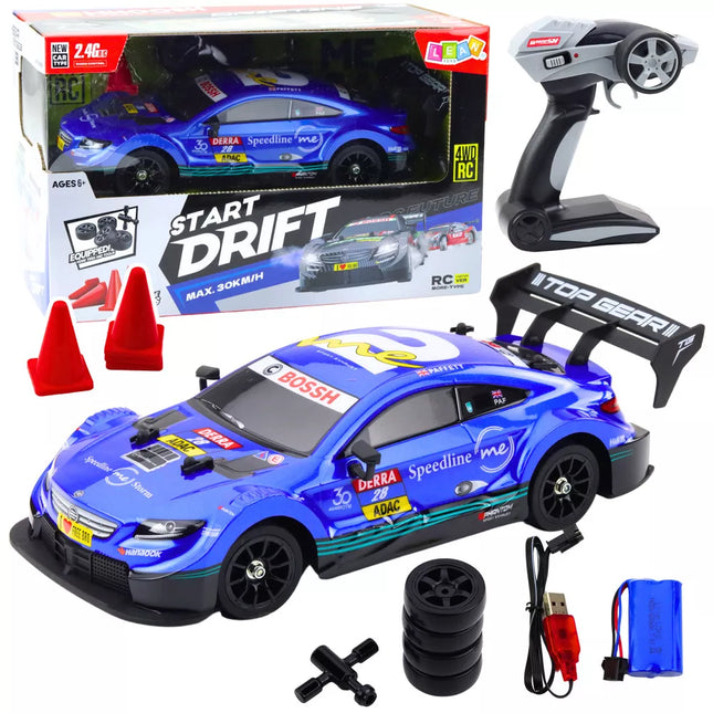 Driftinis RC automobilis mėlynas, 30 km/h, 1:16