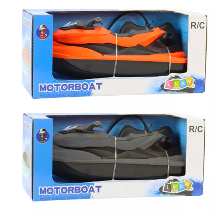 Nuotoliniu būdu valdomas RC vandens motociklas 1:42, pilkos ir oranžinės spalvos