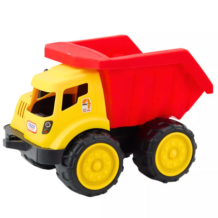 Didelis savivartis vaikams smėlio statybų transporto priemonė raudonos ir geltonos spalvos
