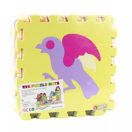 Minkštas dėlionės edukacinis kilimėlis Gyvūnėliai EVA putplastis Spalvingas 9 vnt.