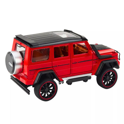 Visureigalinis automobilis su metaliniu atgal traukiamu varikliu, atsidarančiomis durelėmis, raudonas 1:22