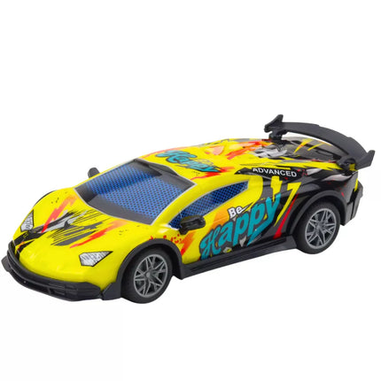 RC sportinis automobilis su LED žibintais, geltonas, 1:22