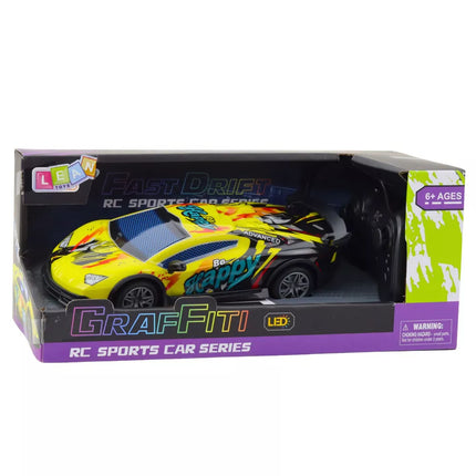 RC sportinis automobilis su LED žibintais, geltonas, 1:22