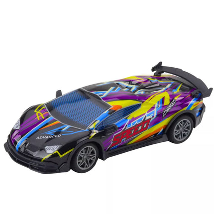 RC nuotolinio valdymo sportinis automobilis su LED šviesomis, violetinės spalvos, mastelis 1:22