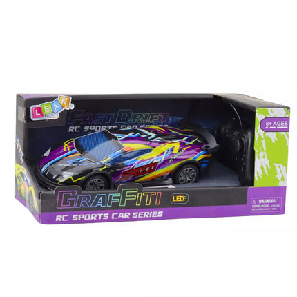 RC nuotolinio valdymo sportinis automobilis su LED šviesomis, violetinės spalvos, mastelis 1:22
