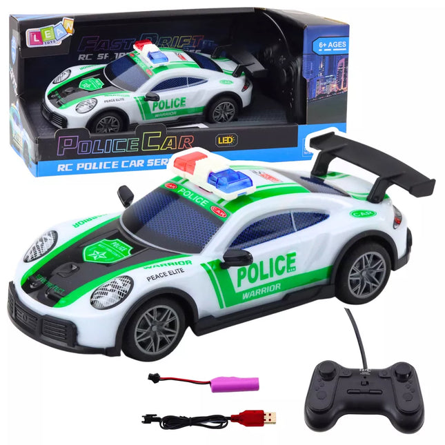 RC Drift Policijos Sportinis Automobilis su LED Žibintais 1:22