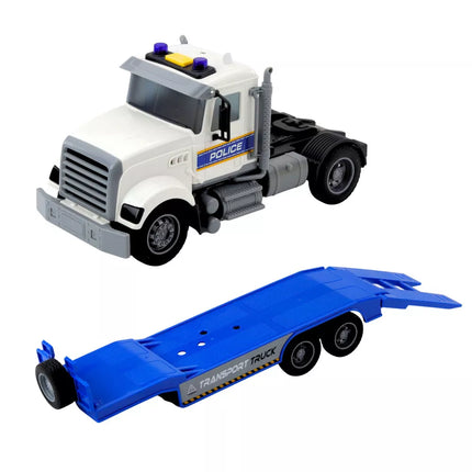 Policijos transporto sunkvežimio ir sraigtasparnio rinkinys su šviesomis ir garsu