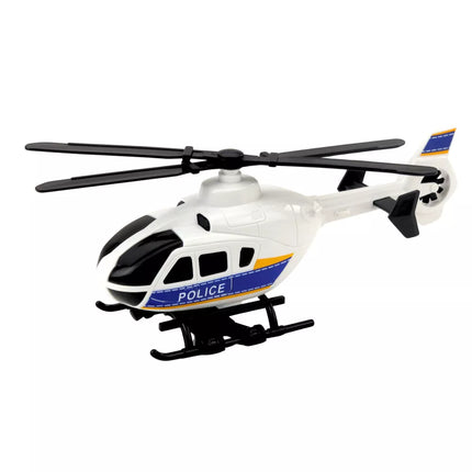 Policijos transporto sunkvežimio ir sraigtasparnio rinkinys su šviesomis ir garsu