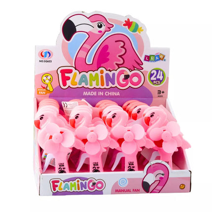 Rožinis flamingų ventiliatorius