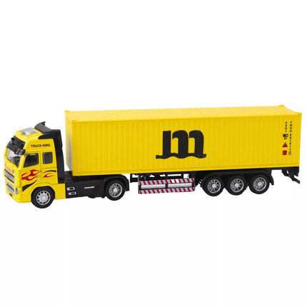 Metalinis sunkvežimis su konteineriu, geltonas, atitraukiamas