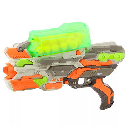 Šautuvas, skirtas minkštiems putplasčio kamuoliukams, 30 vnt., atstumas 23 m