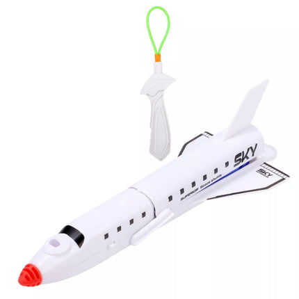 Kosminis laivas su parašiutu ir timpa, šviečiantis arkadinis sportinis žaidimas