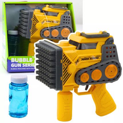 Gelinis burbulų pūstuvas "Construction" su 56 skylutėmis, geltonas, su skysčiu