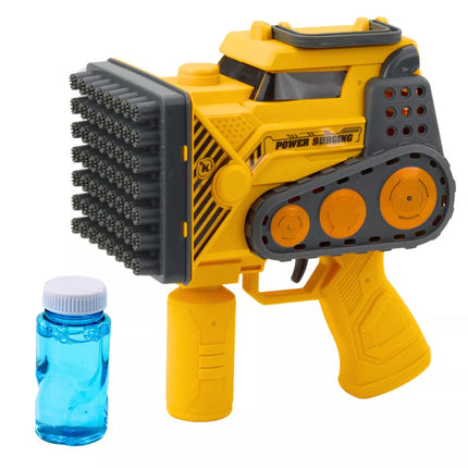 Gelinis burbulų pūstuvas "Construction" su 56 skylutėmis, geltonas, su skysčiu