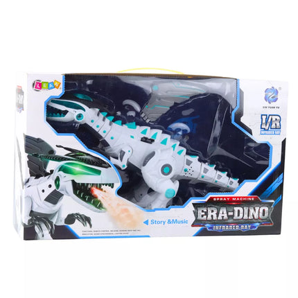 Nuotoliniu valdomas RC robotas-dinozauras su šviesomis ir garsais, baltas