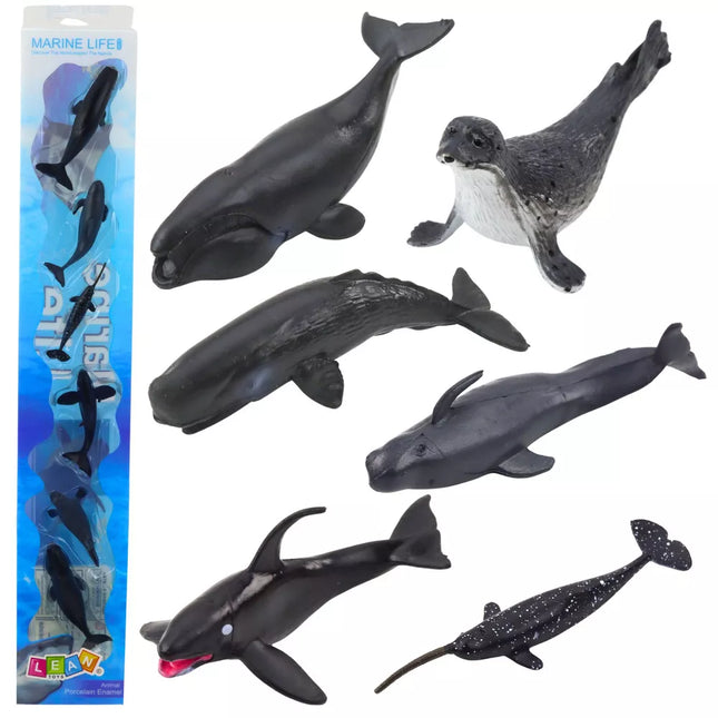 Miniatiūrinių figūrėlių rinkinys: Jūros gyvūnai, Žinduoliai (Orca, Delfinas), 6-8 cm, 6 vnt.