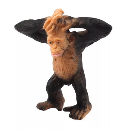 Miniatiūrinių laukinių gyvūnų figūrėlių rinkinys: šimpanzė, žirafa, 6–9 cm, 4 vnt.