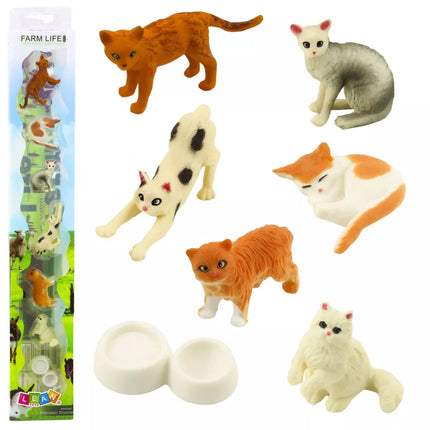 Mini figūrėlių rinkinys Kačių veislės Katės Maitinimo dubuo 4-6cm 7vnt