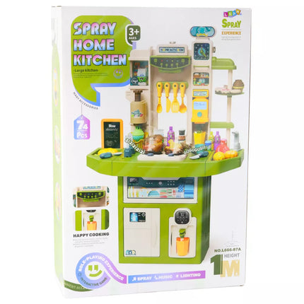 Vaikiška virtuvėlė su priedais Kriauklė su cirkuliacija Poriniai žibintai Garsai 71 vnt.
