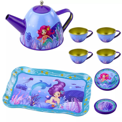 Mergaitės Metalo Arbatos Rinkinys su Puodeliais, Arbatinuku ir Padėklu