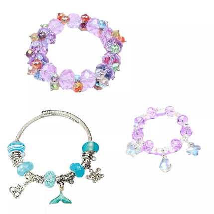 Grožio rinkinys, papuošalai, apyrankė, karoliukai, plaukų segtukas, undinėlės uodega, 48 vnt.