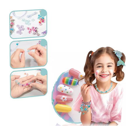 Grožio rinkinys, papuošalai, apyrankė, karoliukai, plaukų segtukas, undinėlės uodega, 48 vnt.