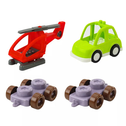 Edukaciniai konstruktoriai kuprinėje Dinosaurai Skaičiai Raidės 49 vnt.