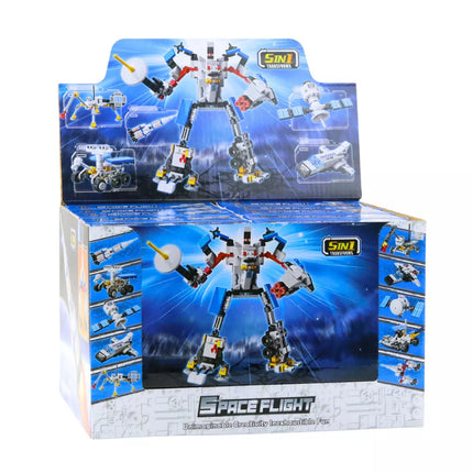 Statybinės plytos "Space" rinkinys: raketos, antenos, robotai 2in1, 44-54 vnt.