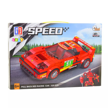 Statybiniai Blokeliai Mašina Robot 2in1 Raudona Pavara 329 vnt.