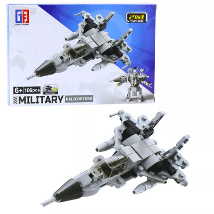 2 in 1 Statybiniai Plytos Karinės Transporto Priemonės Transporto Robotas