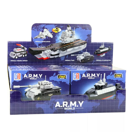Konstrukciniai blokeliai Armijos Karinės Transporto Priemonės Robotai 2 viename