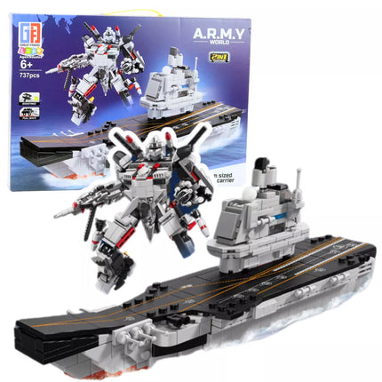 Statybinės Plytos Laivas Lėktuvnešis Robotas 2in1 737 vnt.