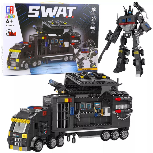 Statybinės Plytos 8in1 SWAT Transporto priemonė Policijos Robotas 826 vnt.
