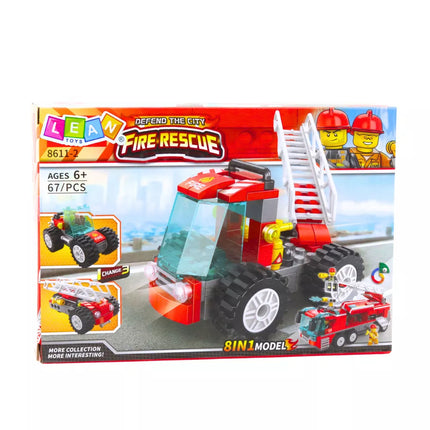 Statybinės "Fire Truck" plytos su kopėčiomis, 67 vnt.