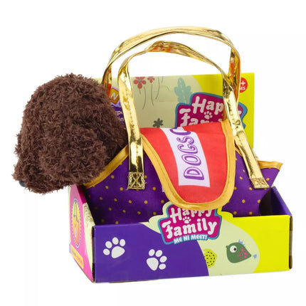 Vidinis šuo su lipuku, pliušinis žaislas, tamsiai rudas